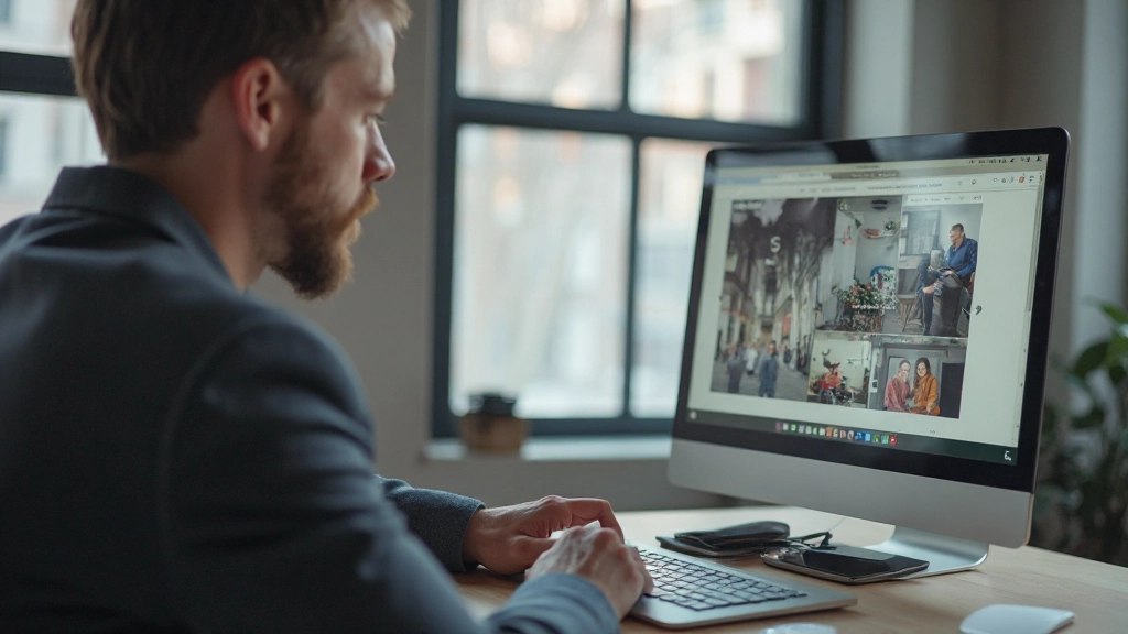 Minimalistisch kantoor met laptop en design tools op schoon bureau