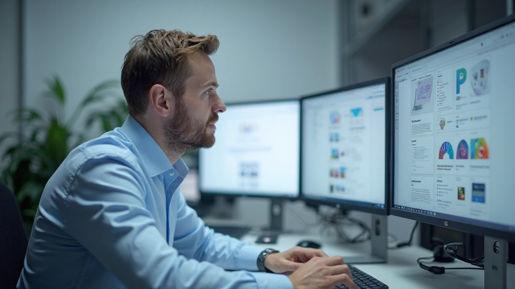 Designer aan het werk met minimalistische design tools en schone interface layout